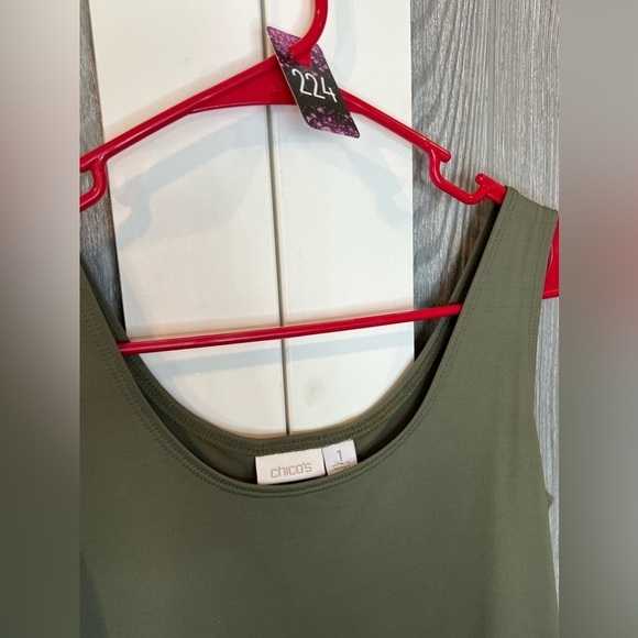 B4.04 Chicos Dress Tank Olive Tank (Chicos 1) 8/M - Picture 4 of 7